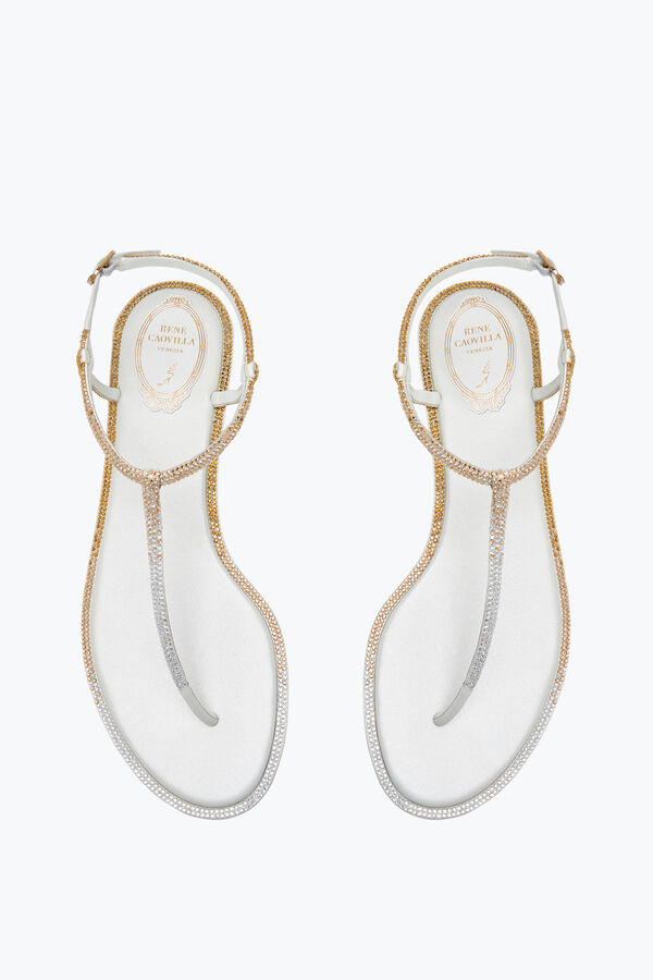 jeweled diana elfenben sandal med guld och silver kristaller 10 rene caovilla