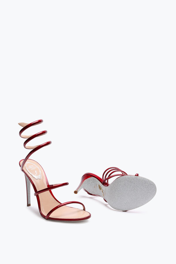jeweled cleo metallic röd sandal 105 rene caovilla