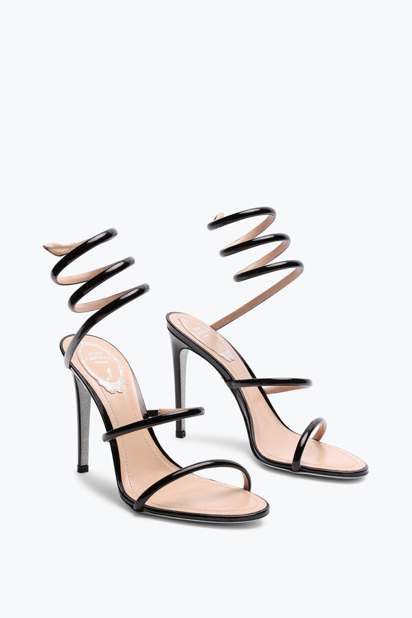 jeweled cleo metallic svart sandal 105 rene caovilla