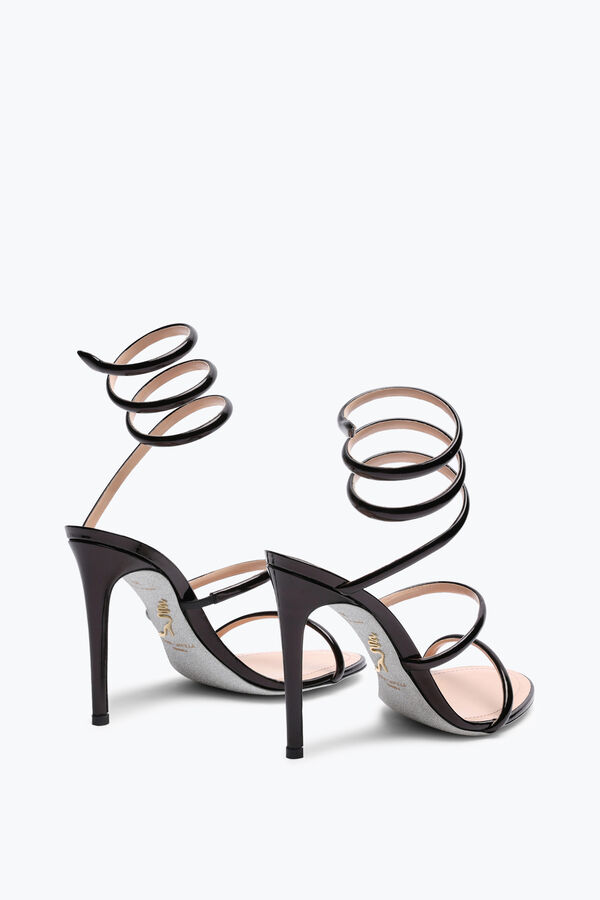 jeweled cleo metallic svart sandal 105 rene caovilla