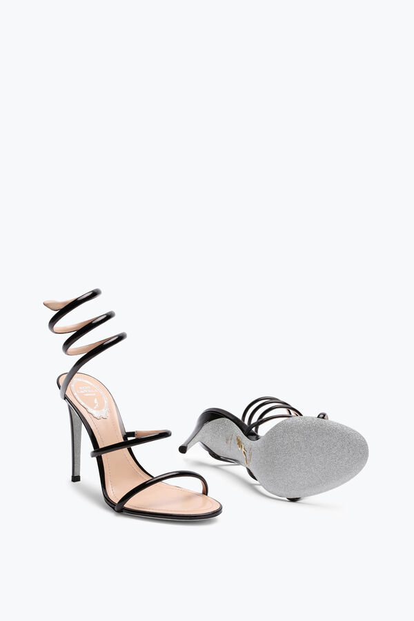 jeweled cleo metallic svart sandal 105 rene caovilla