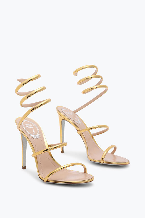 jeweled cleo metalliskt guld sandal 105 rene caovilla