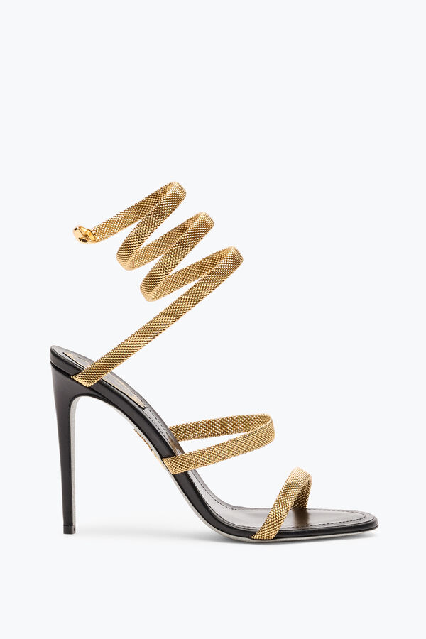 jeweled trigold cleo svart-guld sandal 105 rene caovilla
