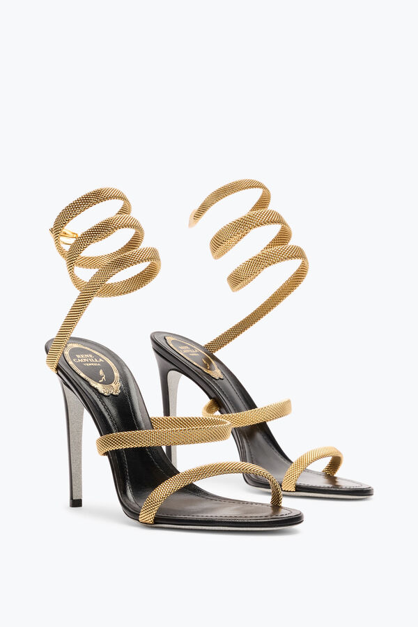 jeweled trigold cleo svart-guld sandal 105 rene caovilla