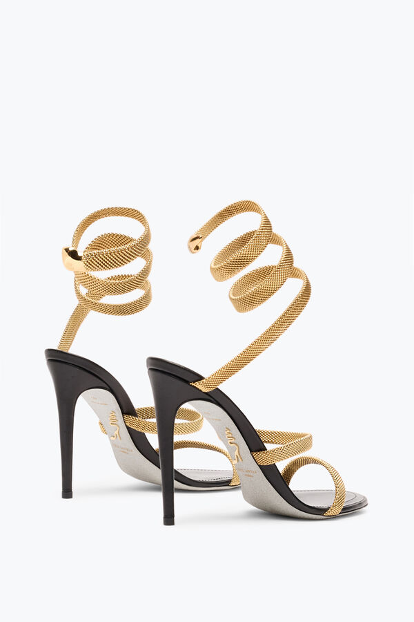 jeweled trigold cleo svart-guld sandal 105 rene caovilla