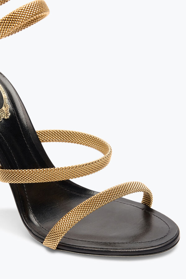 jeweled trigold cleo svart-guld sandal 105 rene caovilla