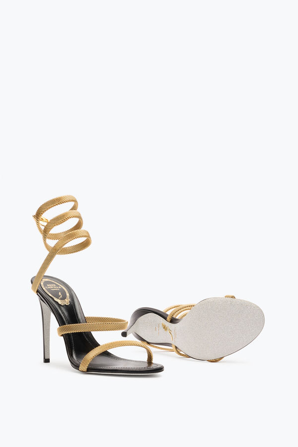 jeweled trigold cleo svart-guld sandal 105 rene caovilla