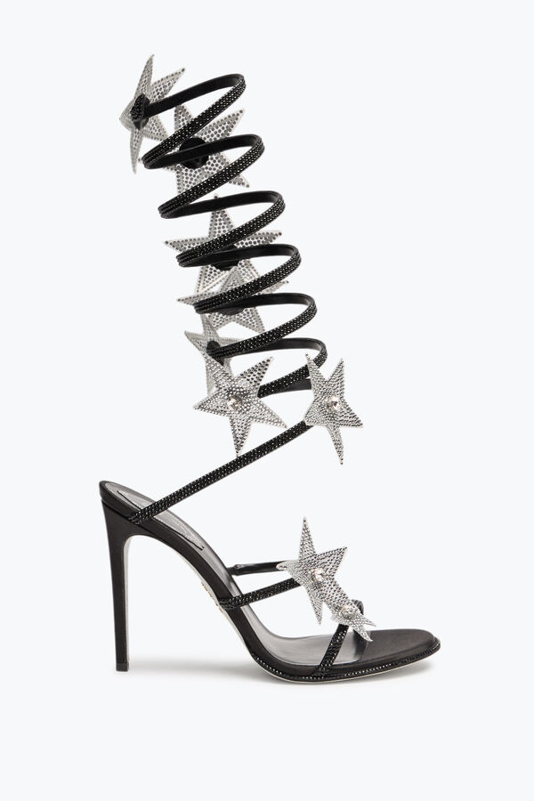 jeweled super cleo stjÄrniga svart amp silver sandal 105 rene caovilla