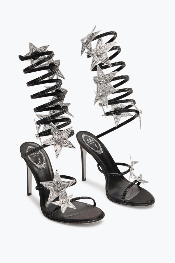 jeweled super cleo stjÄrniga svart amp silver sandal 105 rene caovilla