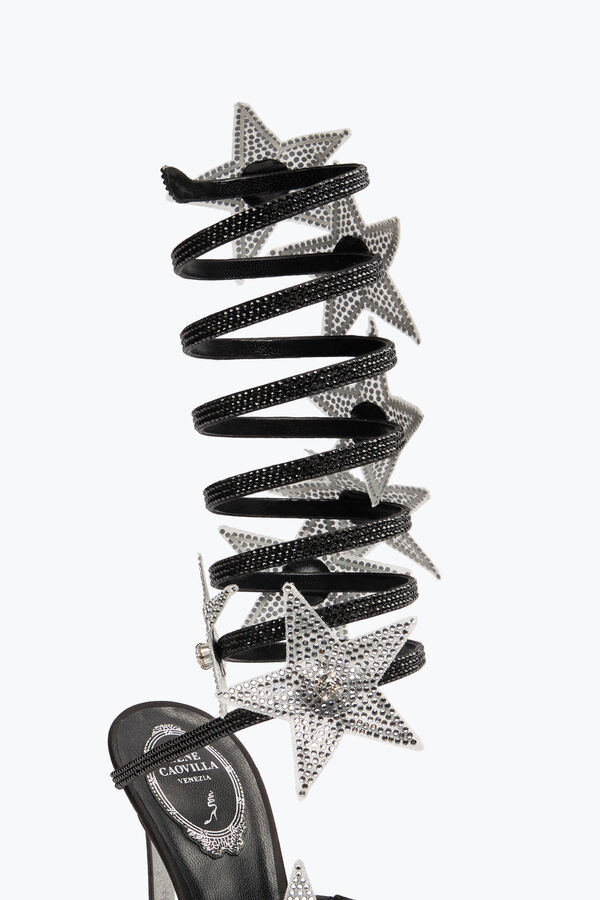 jeweled super cleo stjÄrniga svart amp silver sandal 105 rene caovilla