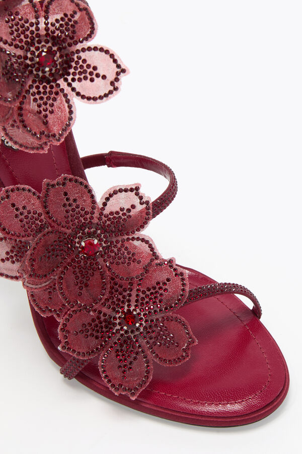jeweled persika blomma bourgogne sandal 105 rene caovilla