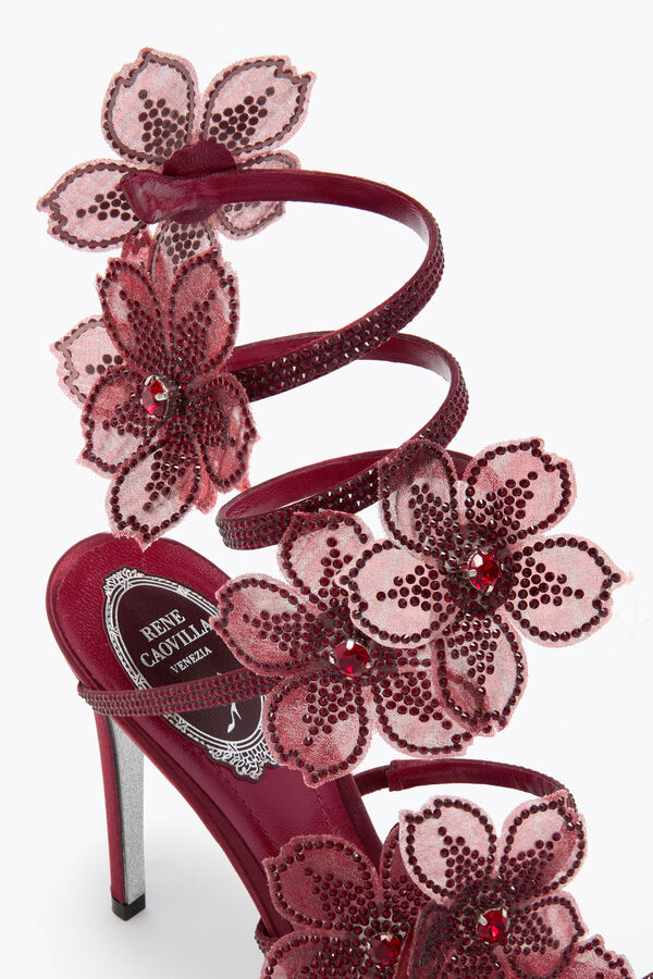 jeweled persika blomma bourgogne sandal 105 rene caovilla