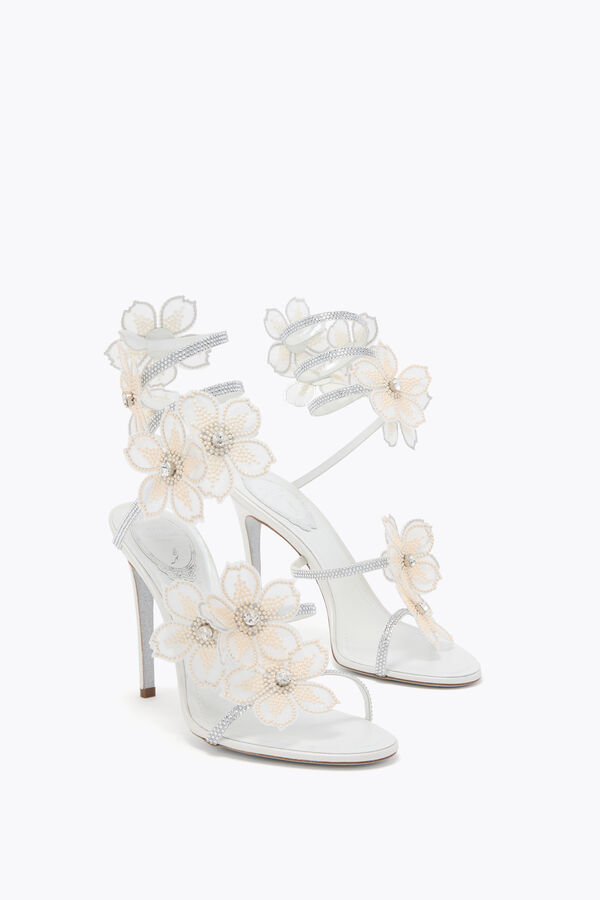 jeweled persika blomma elfenben sandal 105 rene caovilla