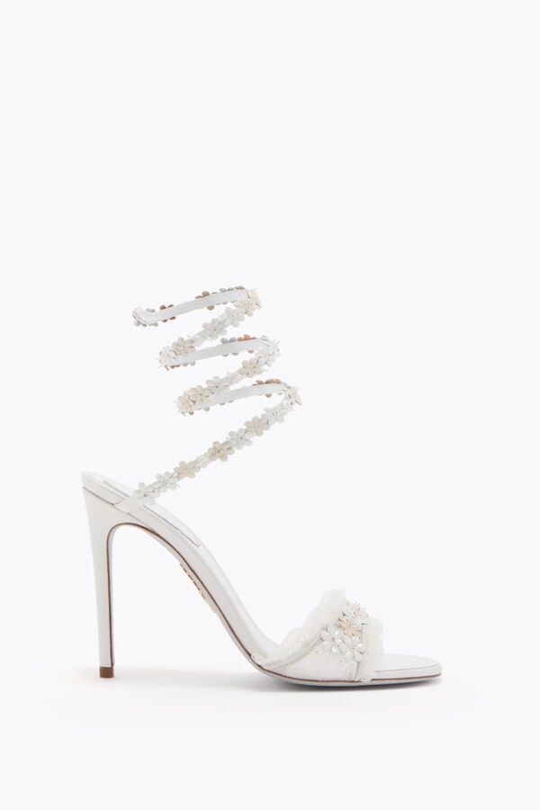förgylld blomma vit sandal 105 rene caovilla