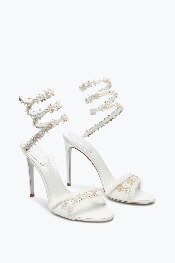 förgylld blomma vit sandal 105 rene caovilla