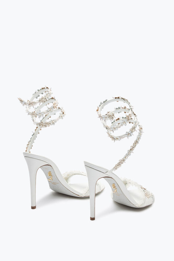förgylld blomma vit sandal 105 rene caovilla
