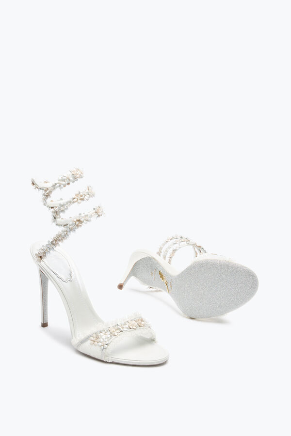 förgylld blomma vit sandal 105 rene caovilla