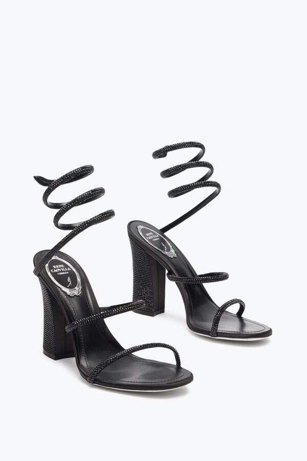 jeweled cleo totalt svart sandal med sjÄl hÄlen 105 rene caovilla
