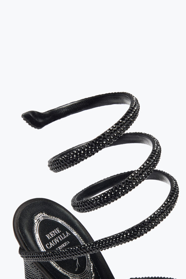 jeweled cleo totalt svart sandal med sjÄl hÄlen 105 rene caovilla