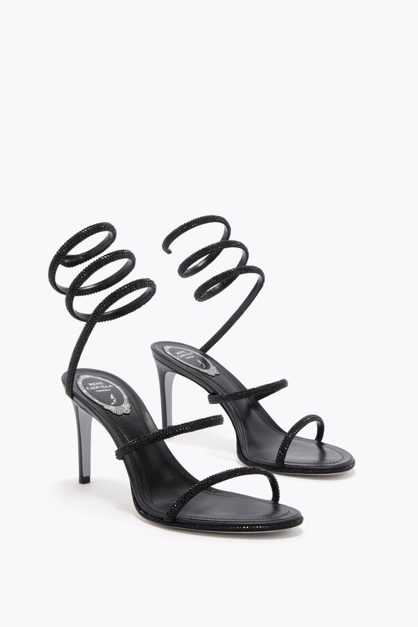 jeweled cleo svart sandal 80 rene caovilla