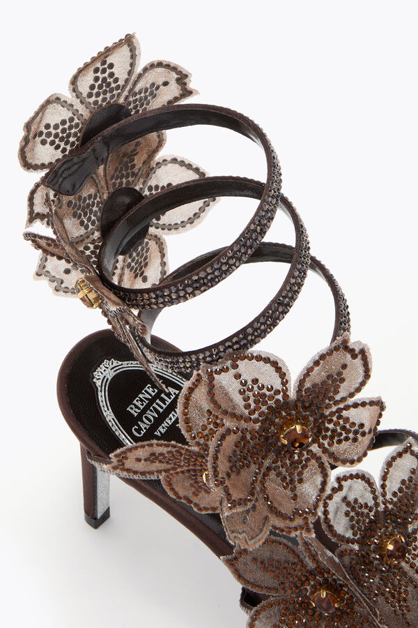 jeweled persika blomma choklad sandal 80 rene caovilla