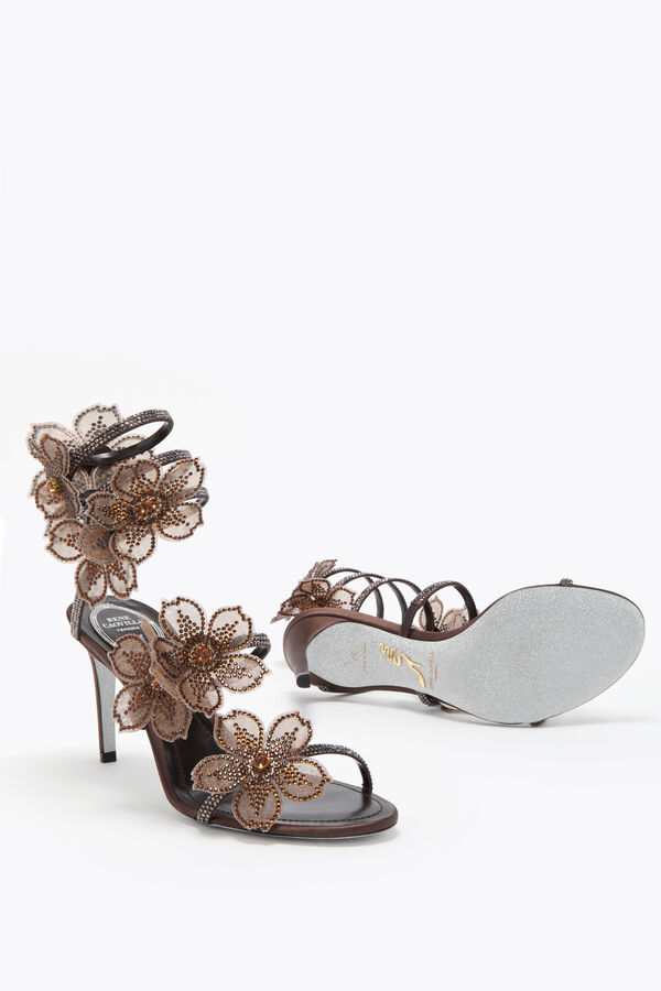jeweled persika blomma choklad sandal 80 rene caovilla
