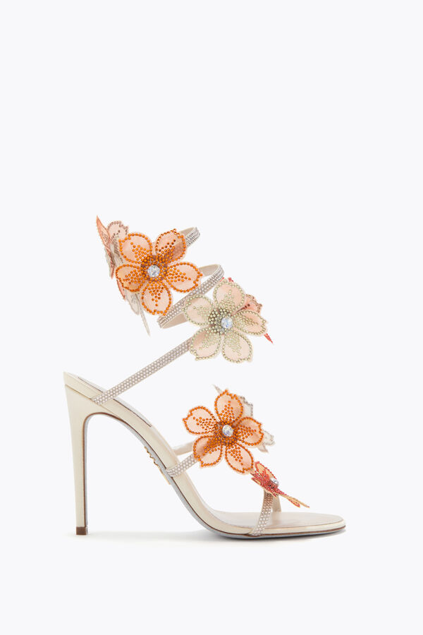 jeweled persika blomma elfenben och orange sandal 105 rene caovilla