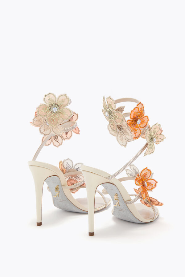 jeweled persika blomma elfenben och orange sandal 105 rene caovilla