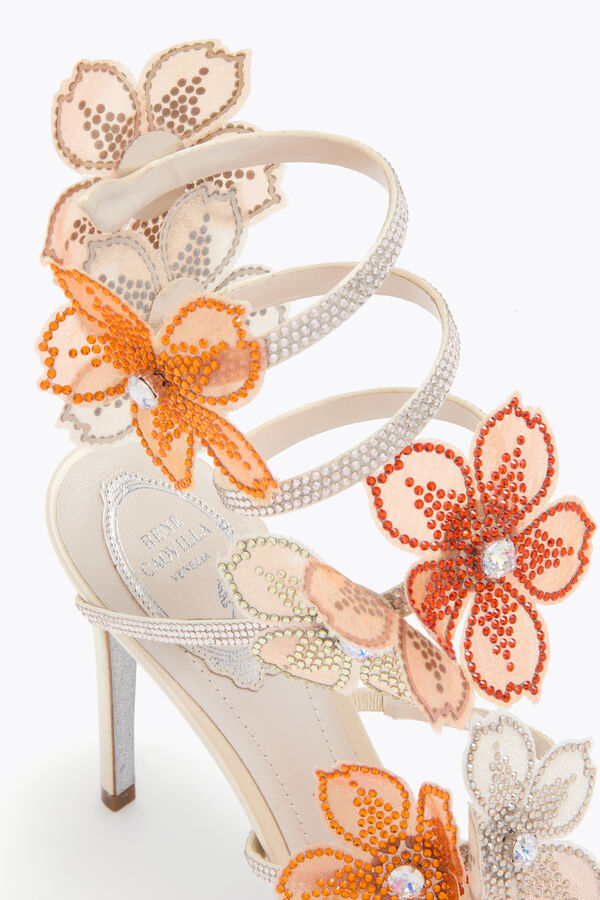 jeweled persika blomma elfenben och orange sandal 105 rene caovilla
