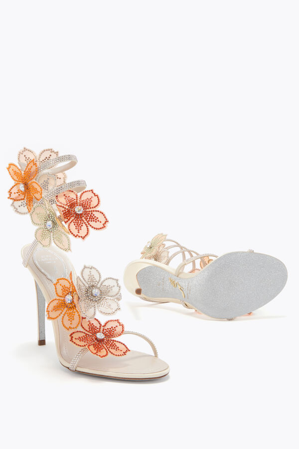 jeweled persika blomma elfenben och orange sandal 105 rene caovilla
