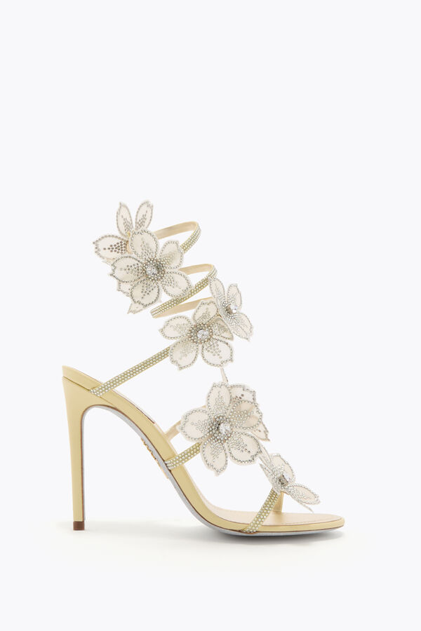 jeweled persika blomma citron gul sandal 105 rene caovilla