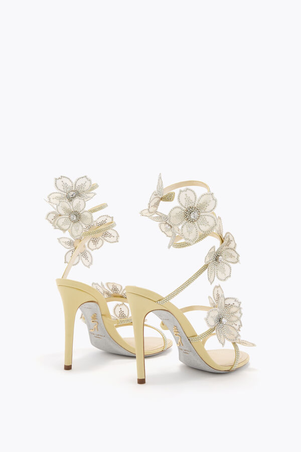 jeweled persika blomma citron gul sandal 105 rene caovilla