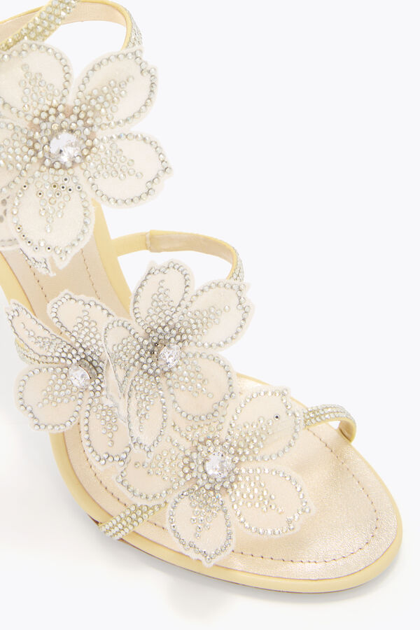 jeweled persika blomma citron gul sandal 105 rene caovilla