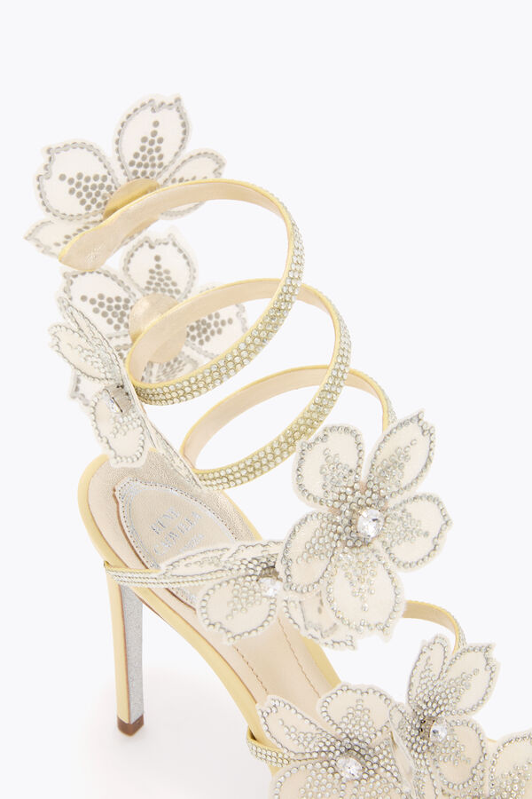 jeweled persika blomma citron gul sandal 105 rene caovilla