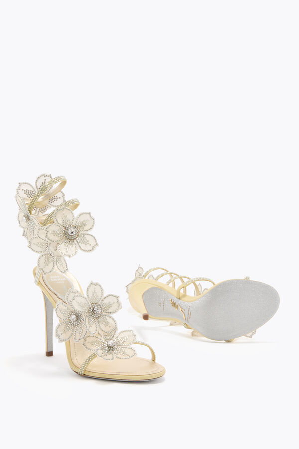 jeweled persika blomma citron gul sandal 105 rene caovilla
