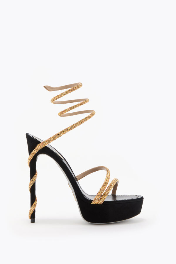 jeweled margot svart och guld plattformen sandalen 130 rene caovilla