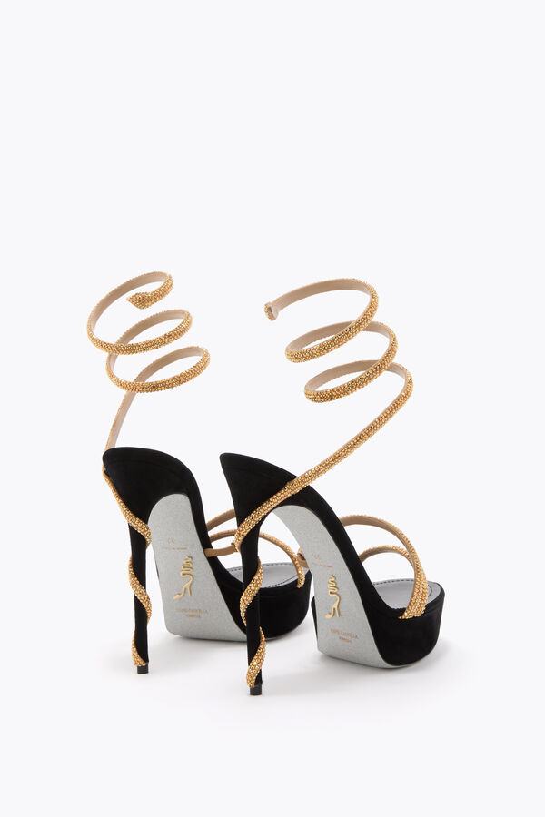 jeweled margot svart och guld plattformen sandalen 130 rene caovilla