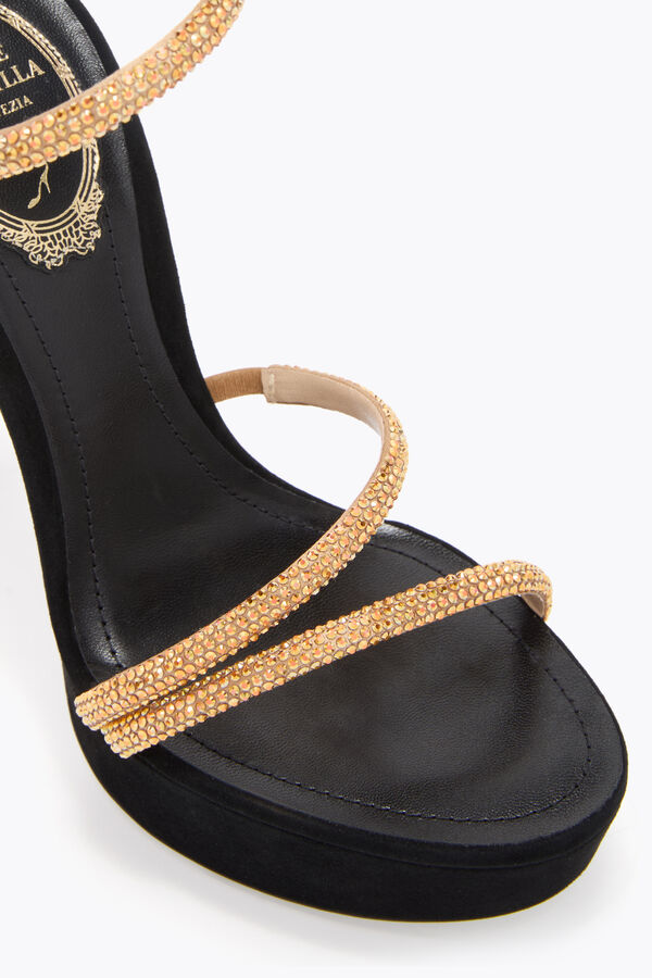 jeweled margot svart och guld plattformen sandalen 130 rene caovilla
