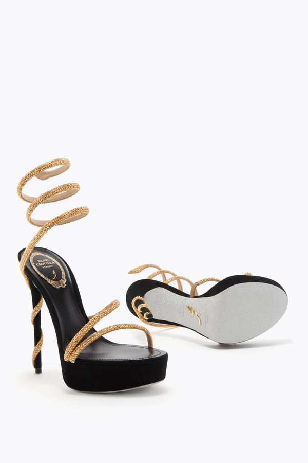 jeweled margot svart och guld plattformen sandalen 130 rene caovilla