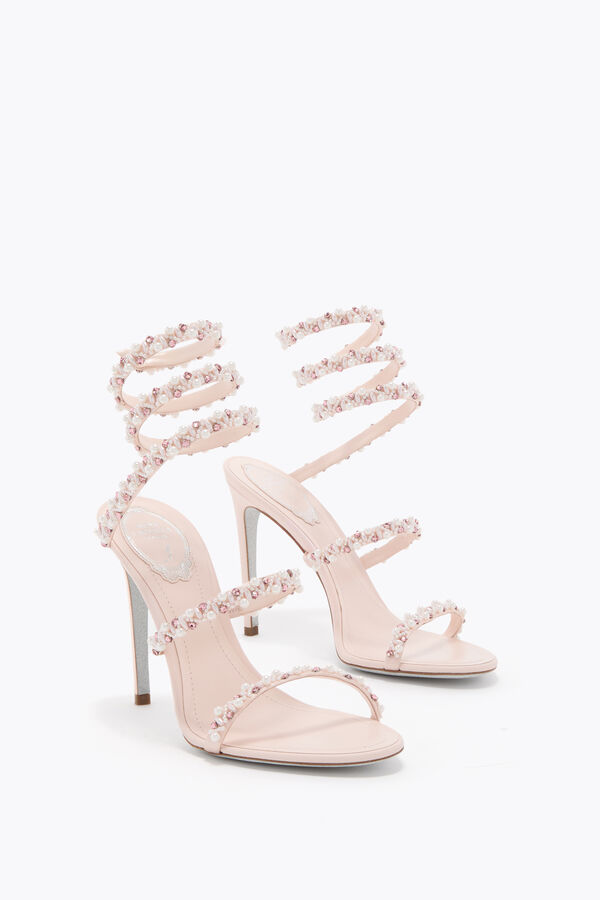 jeweled gyllene puder rosa sandal 80 rene caovilla
