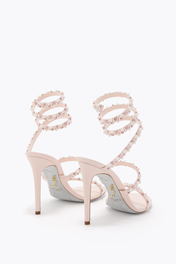 jeweled gyllene puder rosa sandal 80 rene caovilla