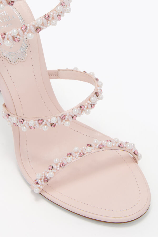 jeweled gyllene puder rosa sandal 80 rene caovilla