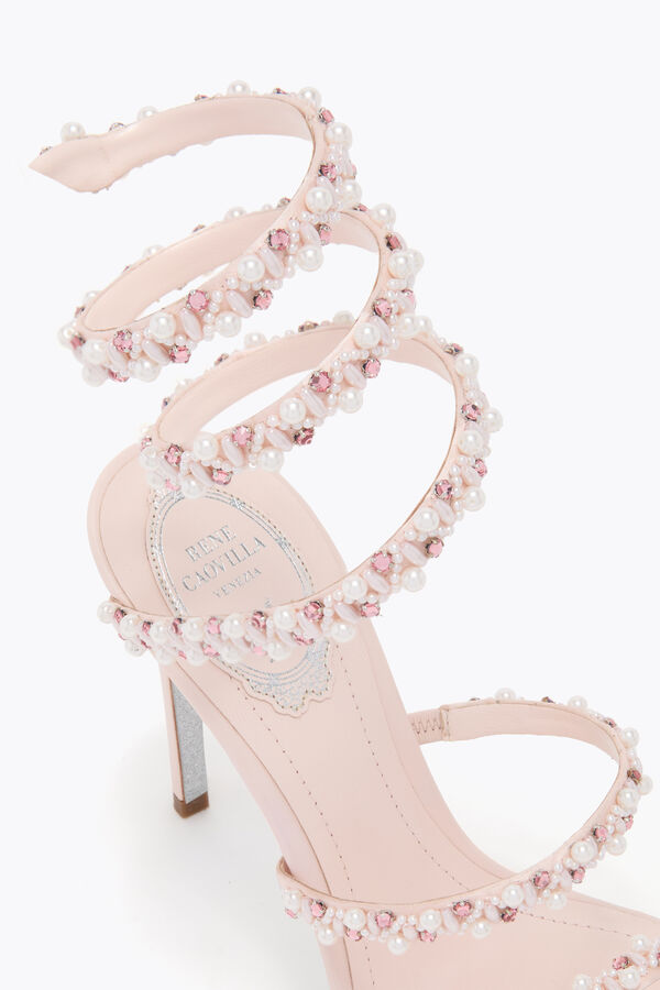 jeweled gyllene puder rosa sandal 80 rene caovilla
