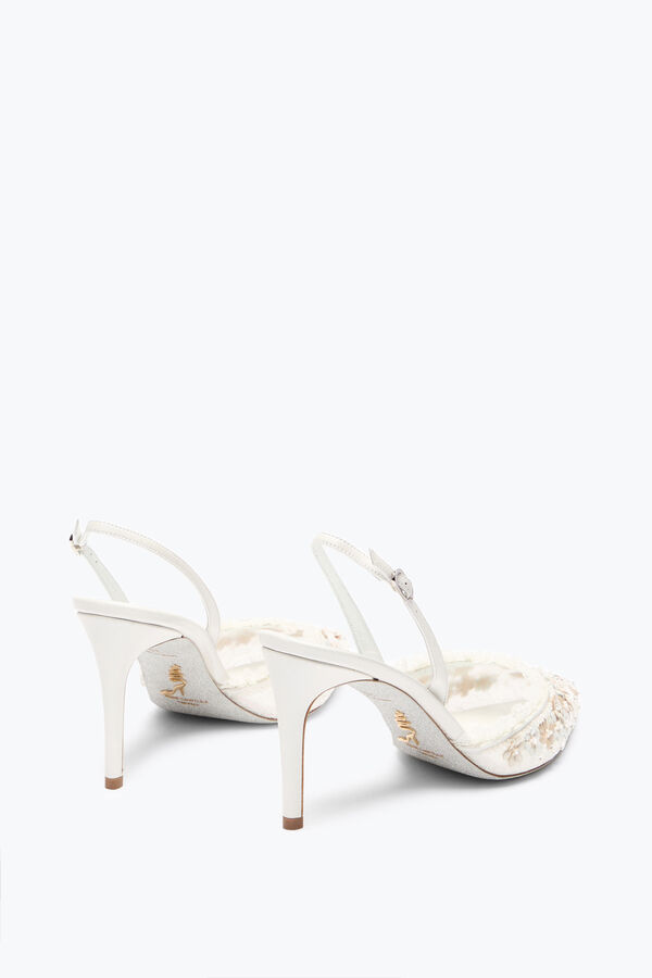 förgylld blomma vit slingback 80 rene caovilla