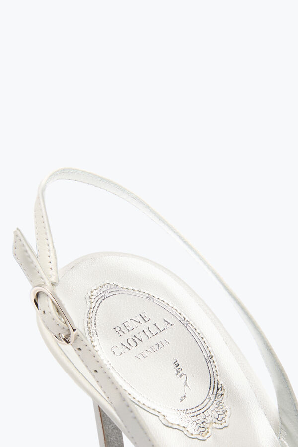 förgylld blomma vit slingback 80 rene caovilla