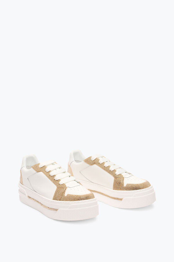 jeweled xtra vit-guld-sneaker med kristaller 50 rene caovilla