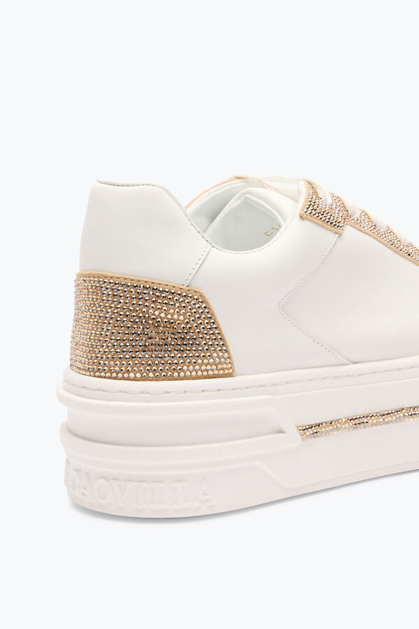 jeweled xtra vit-guld-sneaker med kristaller 50 rene caovilla